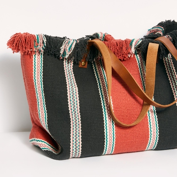 Free People Handbags - Free People Espana Striped Woven Oversized Tote